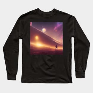 Planets Nebula Cloud In Dark Space Long Sleeve T-Shirt